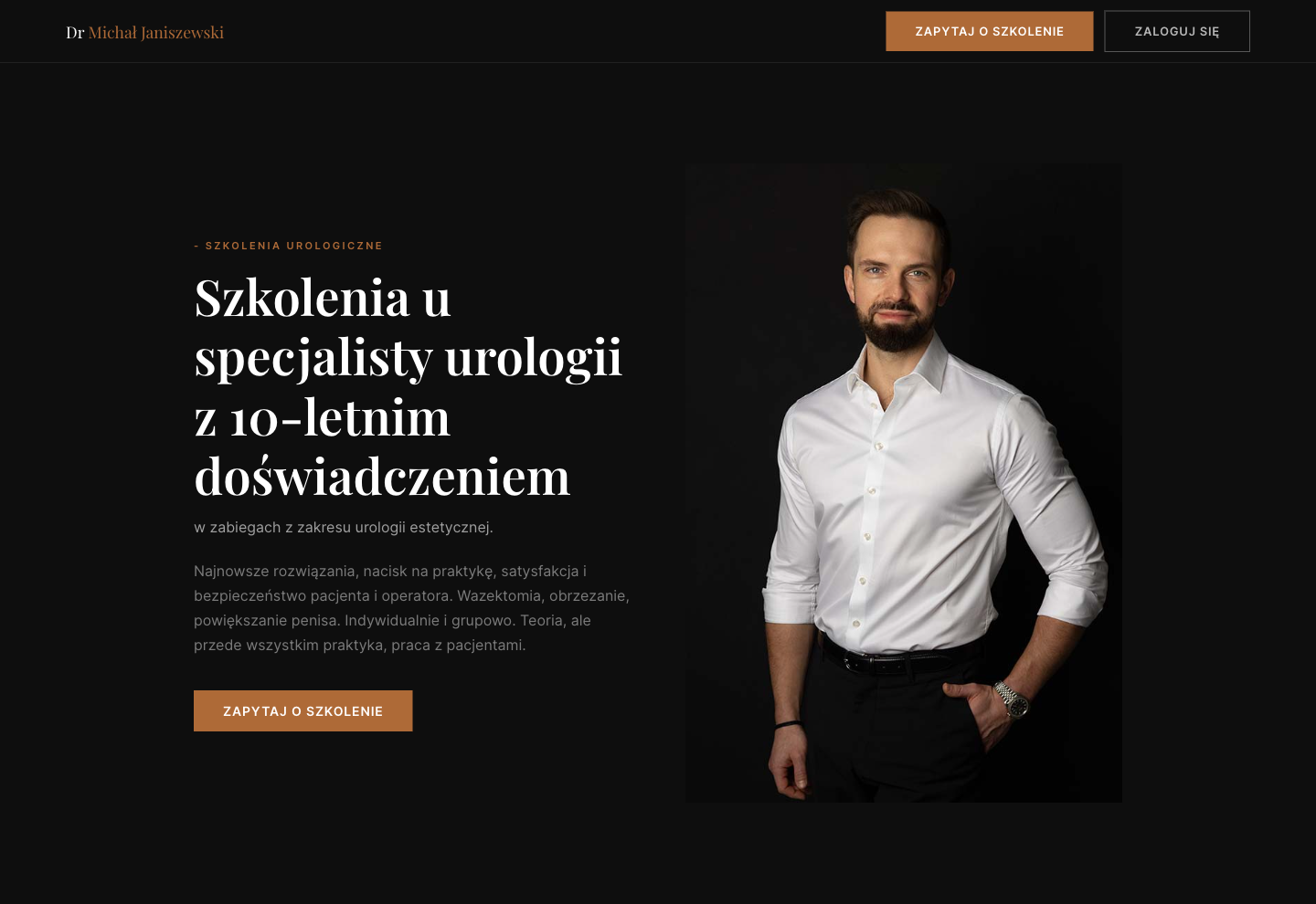 szkolenia.drjaniszewski.com — strona szkoleń medycznych na Orbit CMS